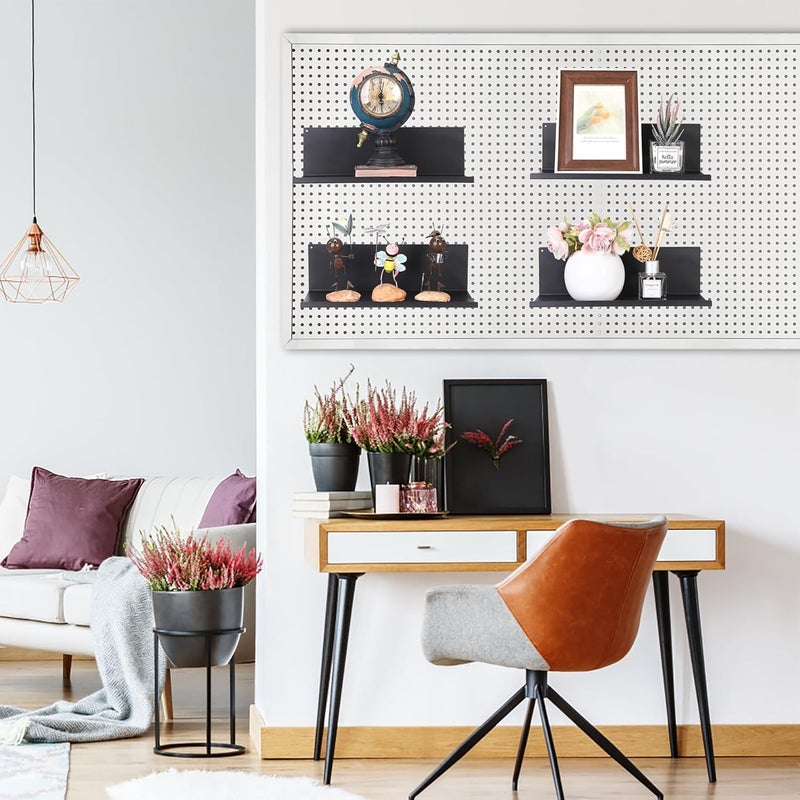 Kokone Medium Magnetic Pegboard Shelves 6 Pack - Steel, Black - Pegboard Accessories for Storage & Display - Image 2